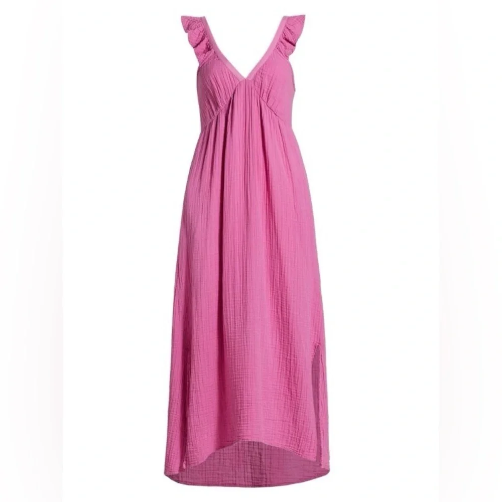 Xirena Leyla Gauze Midi Dress XL Pink Boho Flowy Cotton Sleeveless V Neck - Picture 2 of 13
